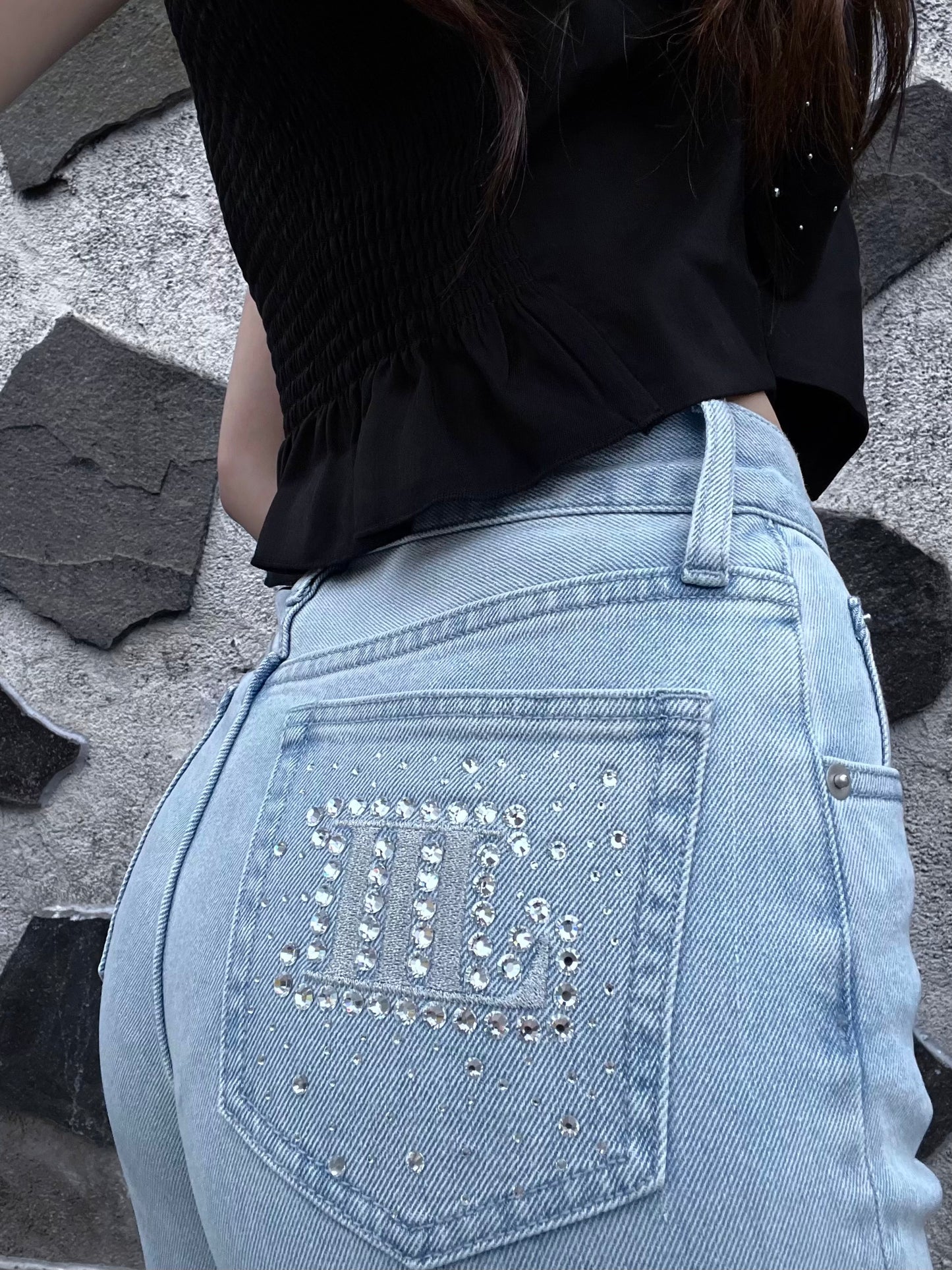 bijou pocket flare denim