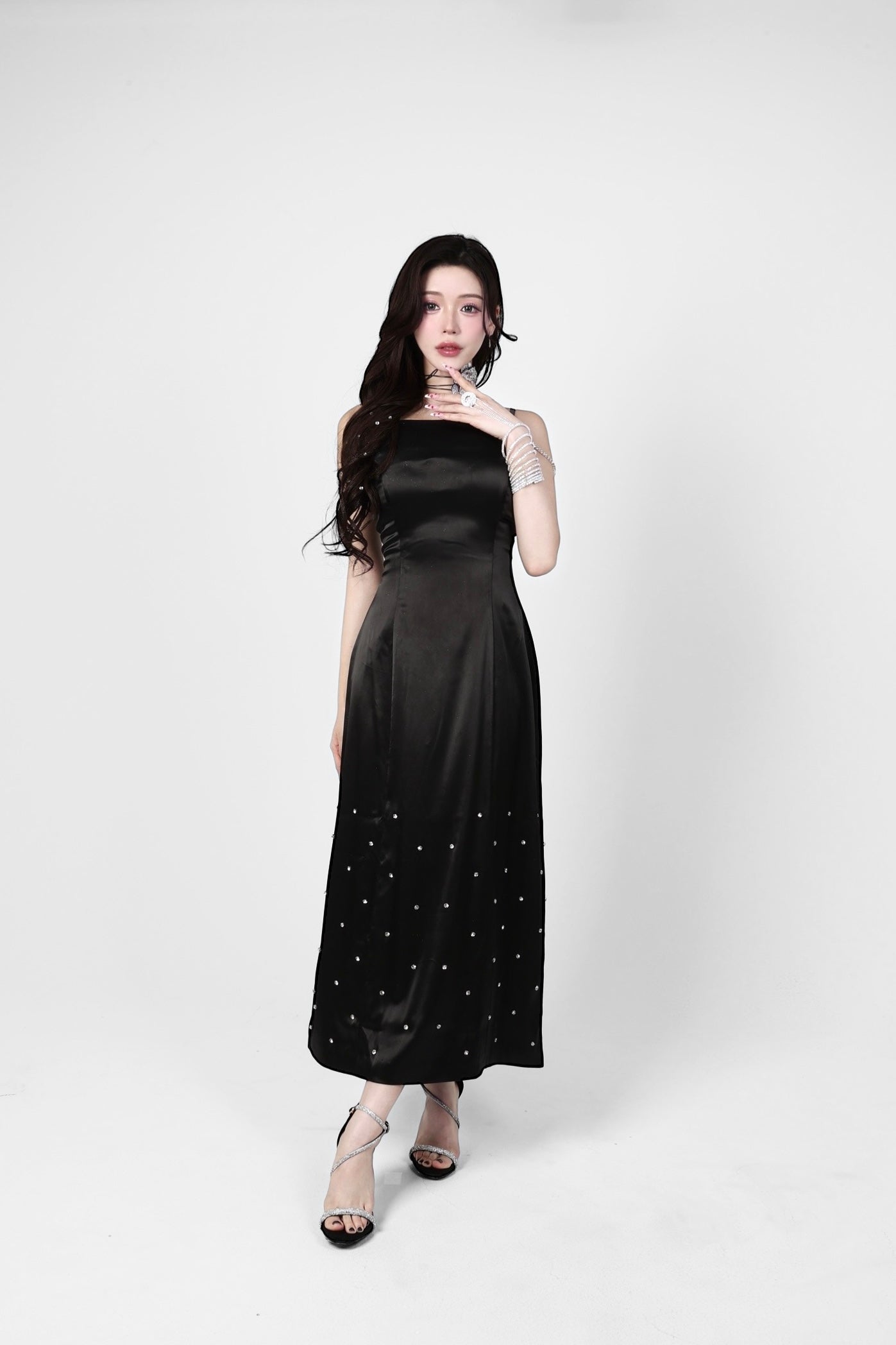 bijou satin long dress
