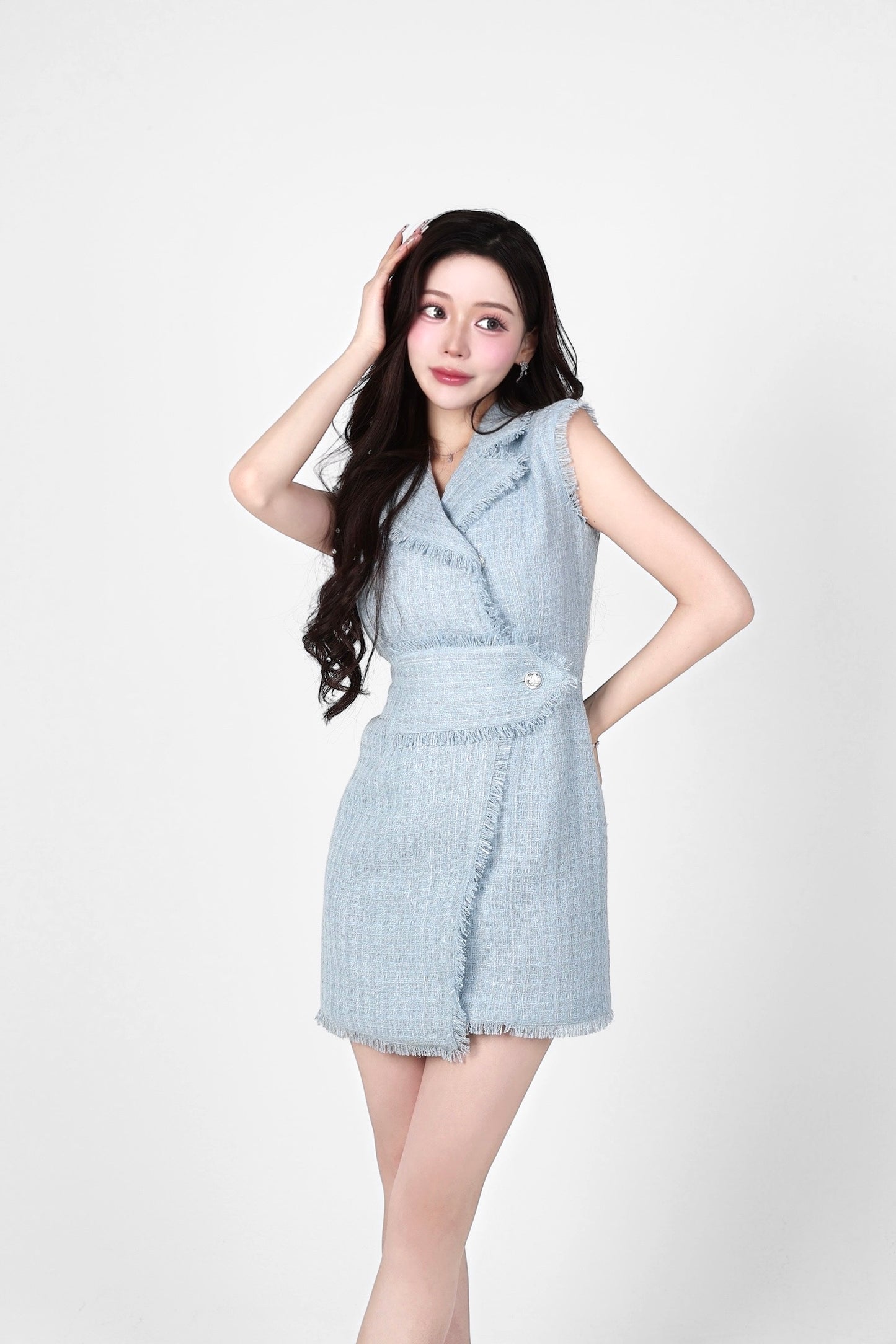 glitter blue tweed mini one-piece