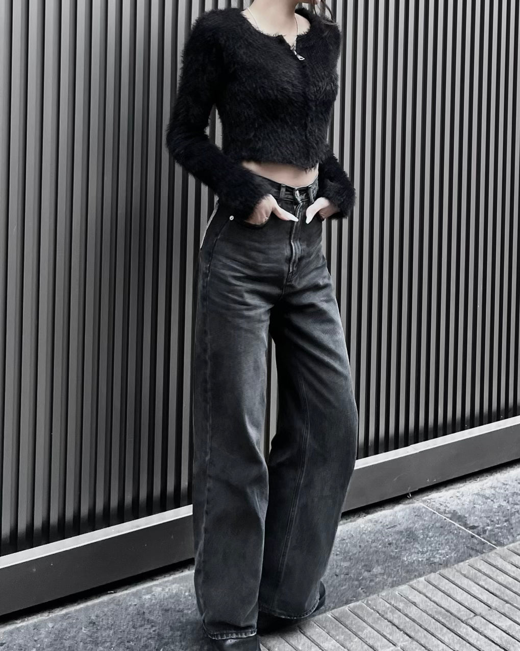 metallic pocket highwaist denim