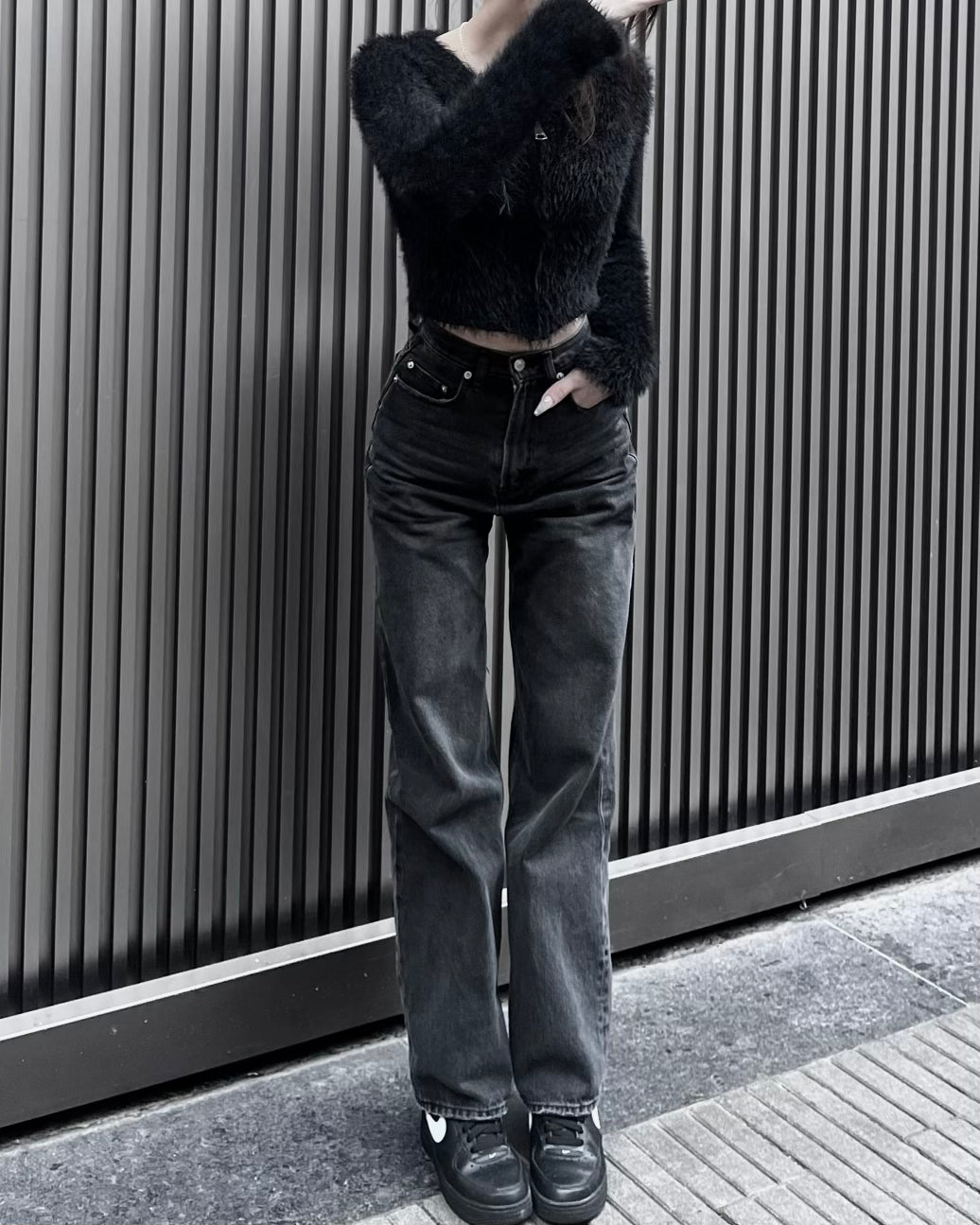 metallic pocket highwaist denim