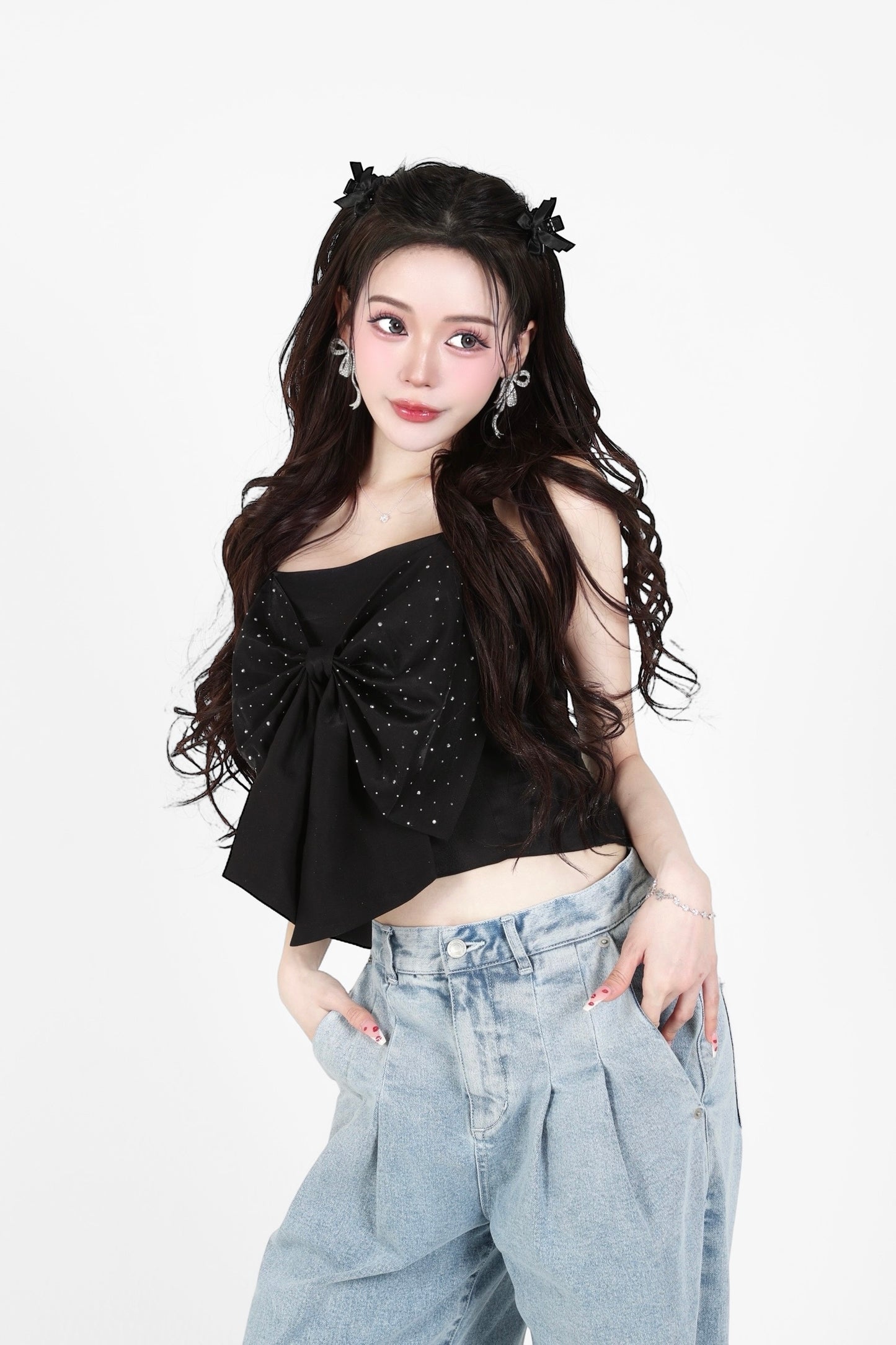 rhinestone ribbon tops