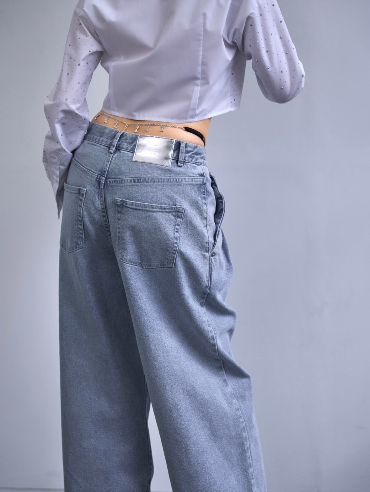 ＜SET>low rise wide denim &Lazzli. chain shorts