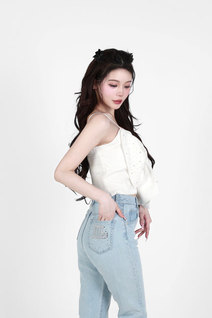 bijou pocket flare denim