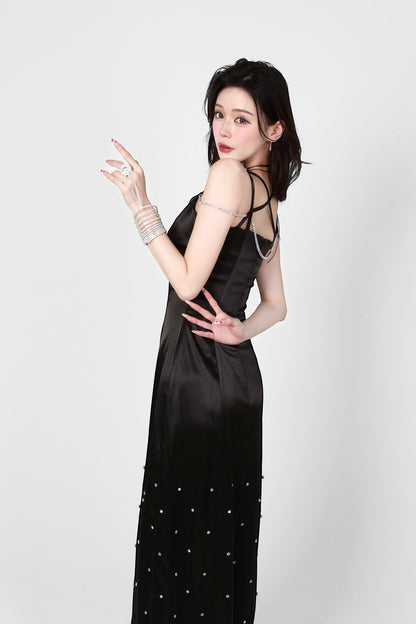 bijou satin long dress