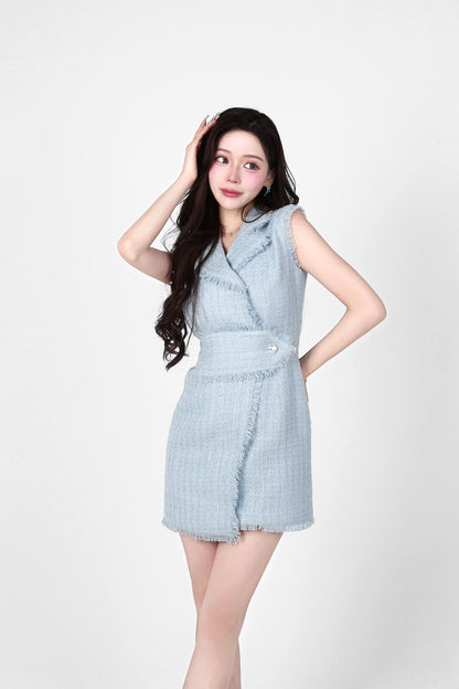 glitter blue tweed mini one-piece