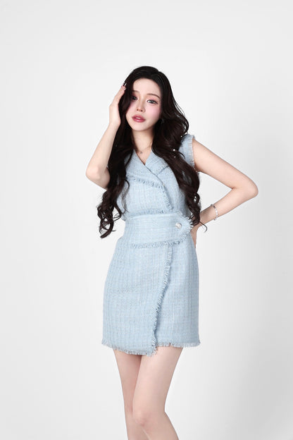 glitter blue tweed mini one-piece