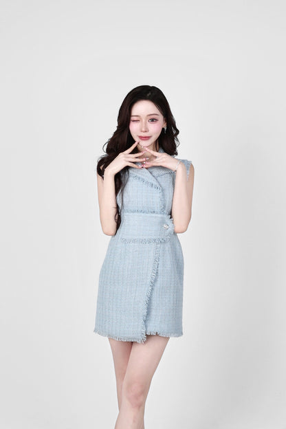 glitter blue tweed mini one-piece