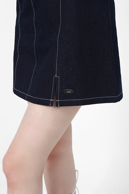 glitter denim mini one-piece