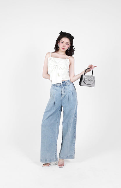 low rise wide denim